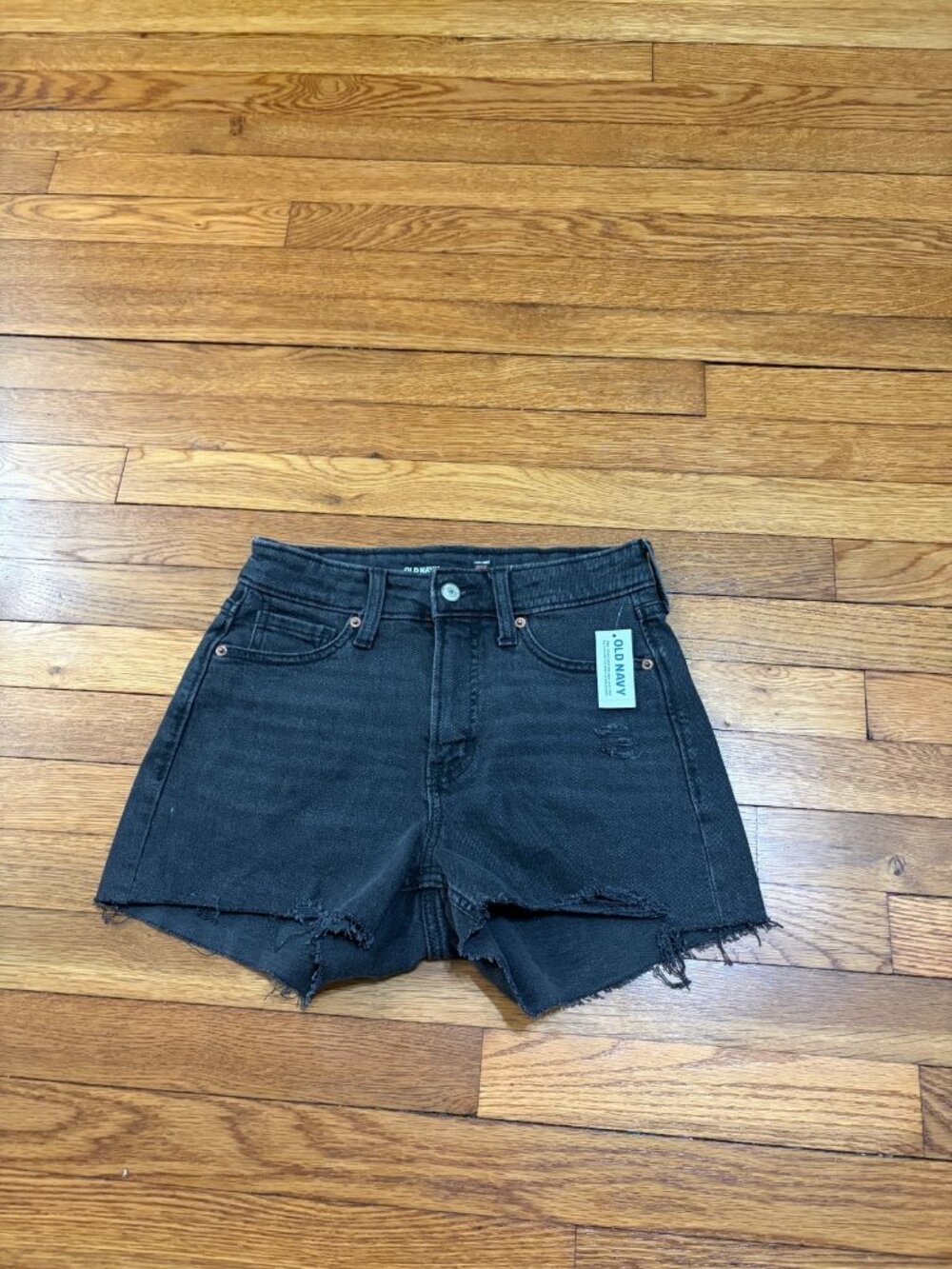 Old Navy Womens High Rise Curvy Denim Jean Shorts Size 0 Black Denim NWT NEW